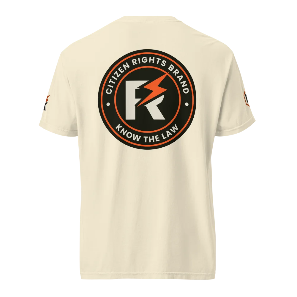 MyRightz Logo Em. garment-dyed heavyweight t-shirt, Ivory, picture 4 of 8