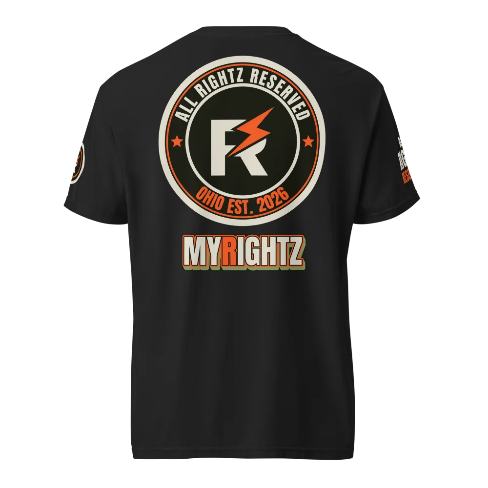 All Rightz Reserved garment-dyed heavyweight t-shirt, Black, picture 8 of 8